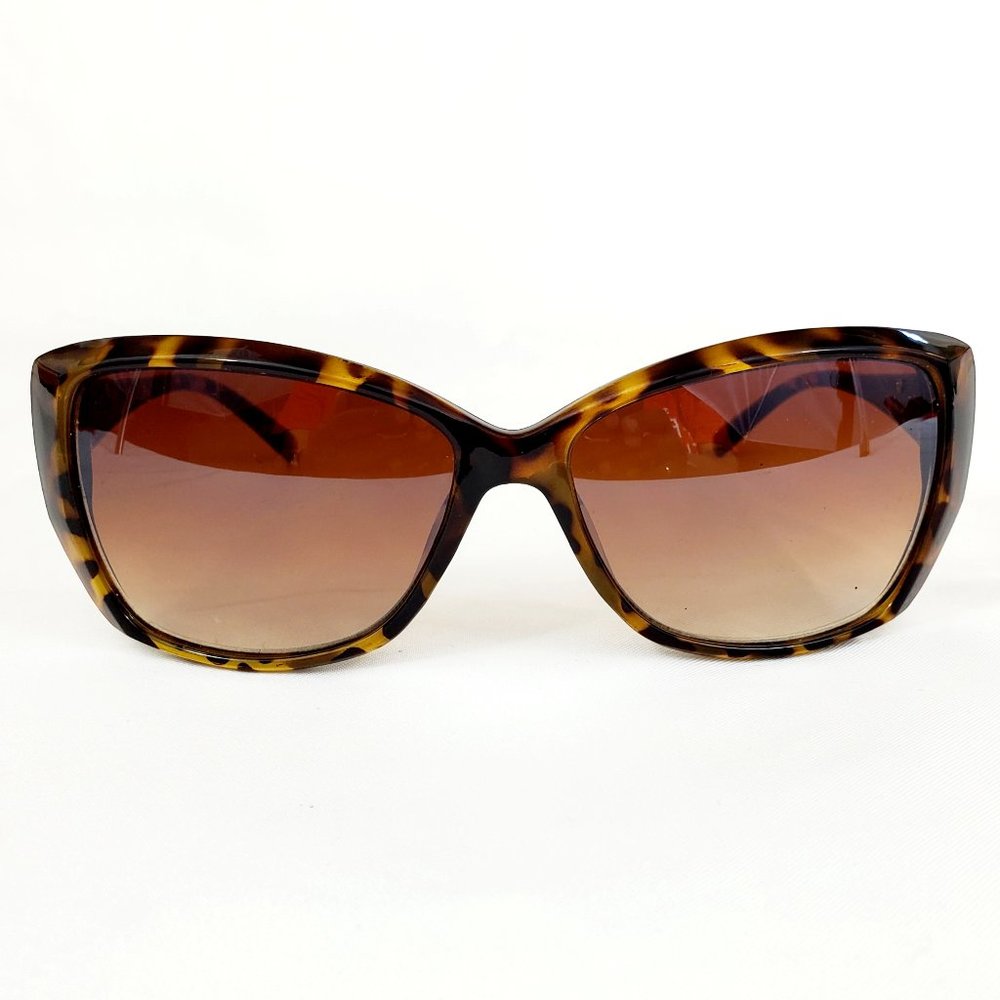 Geometric Tortoise & Gold Cat Eye Shades Brown Gradient Lens Sunglasses ES1095